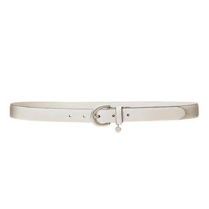 Lauren Ralph Lauren White Charm Crosshatch Leather Belt